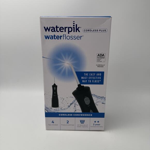 Waterpik Other - Waterpik Cordless Water Flosser Plus w/ 4 Tips Rechargeable + 2 Pressures Black